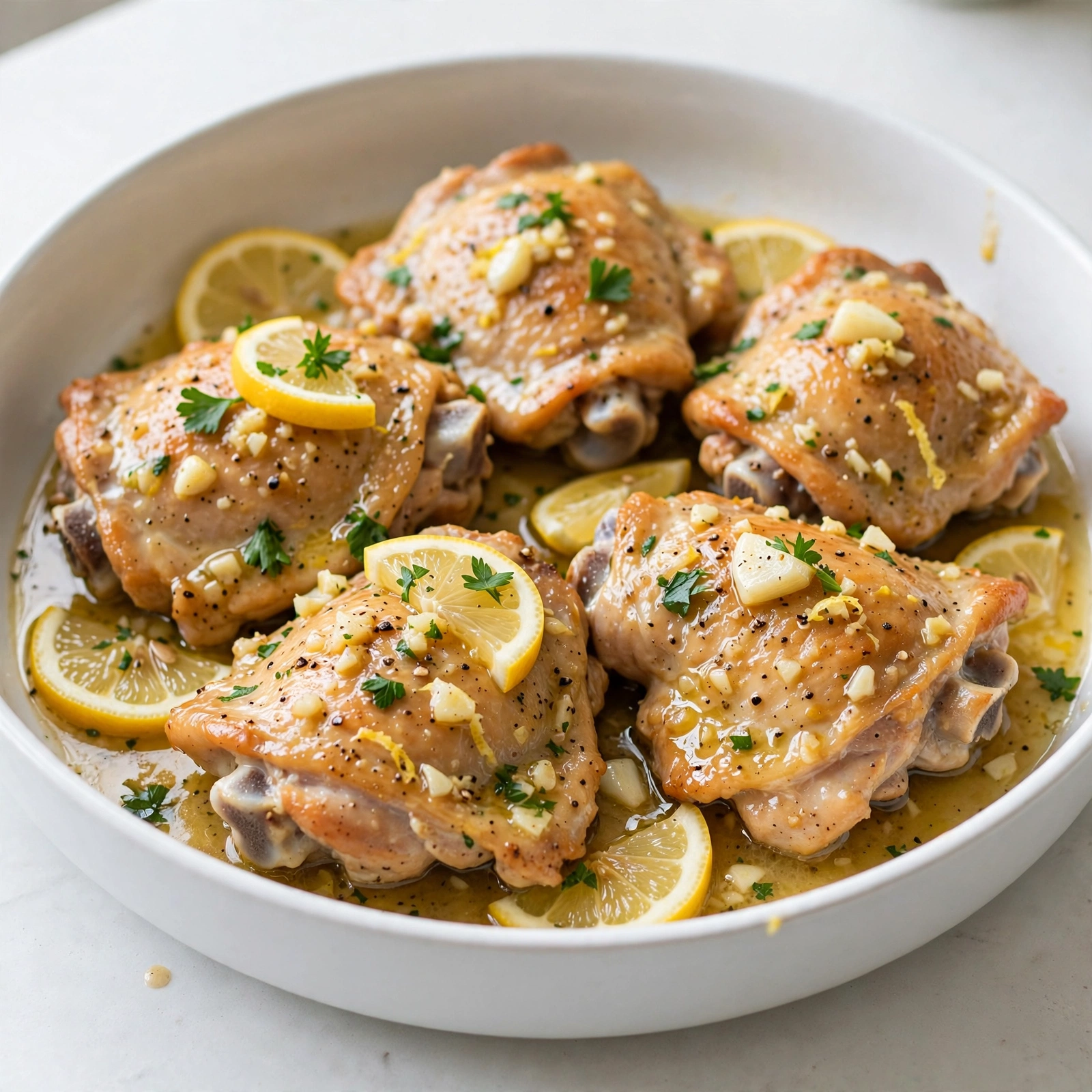 Lemon Garlic Butter Crock Pot Chicken Thighs