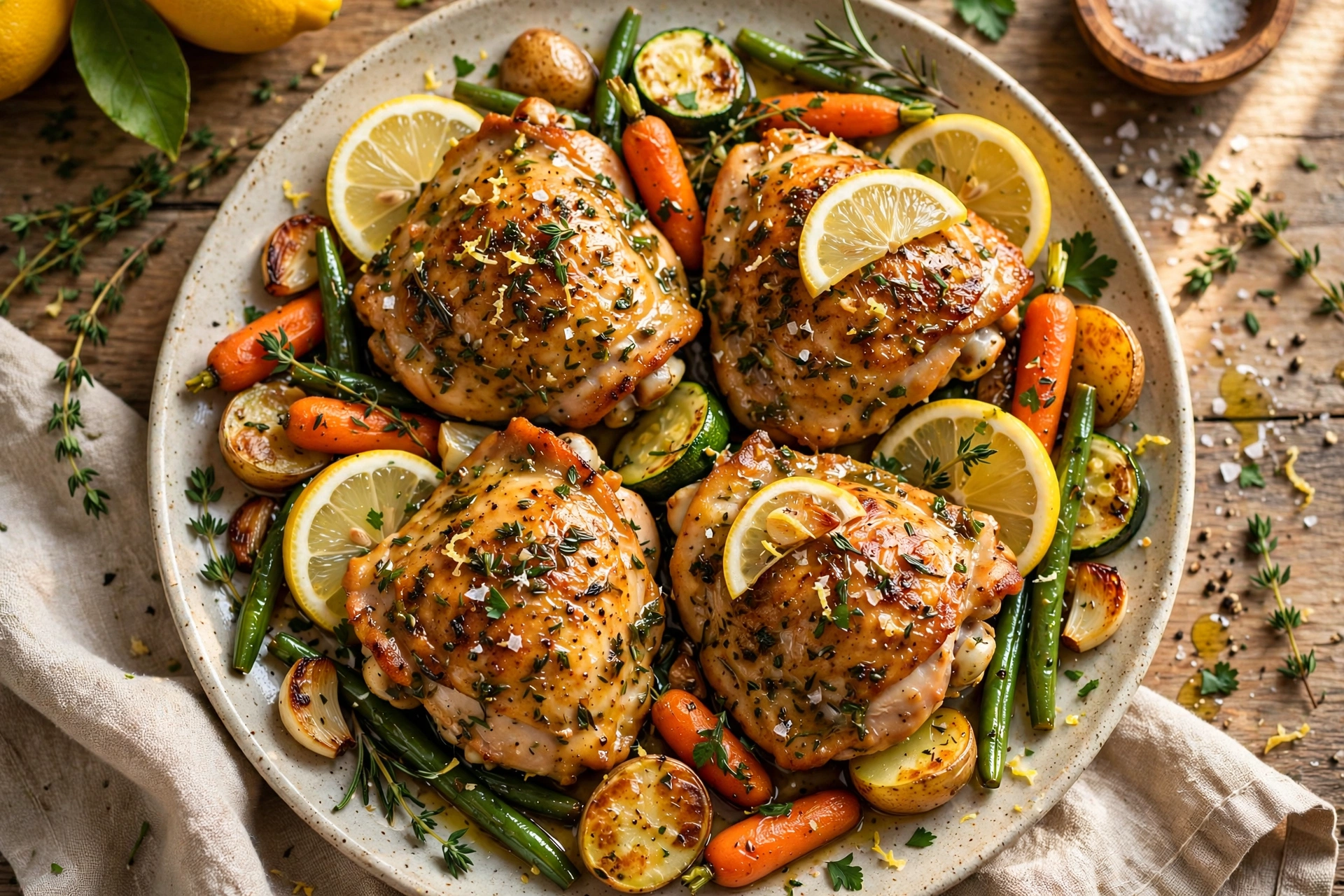 Lemon Herb Slow Cooker Chicken Thighs with Vegetables