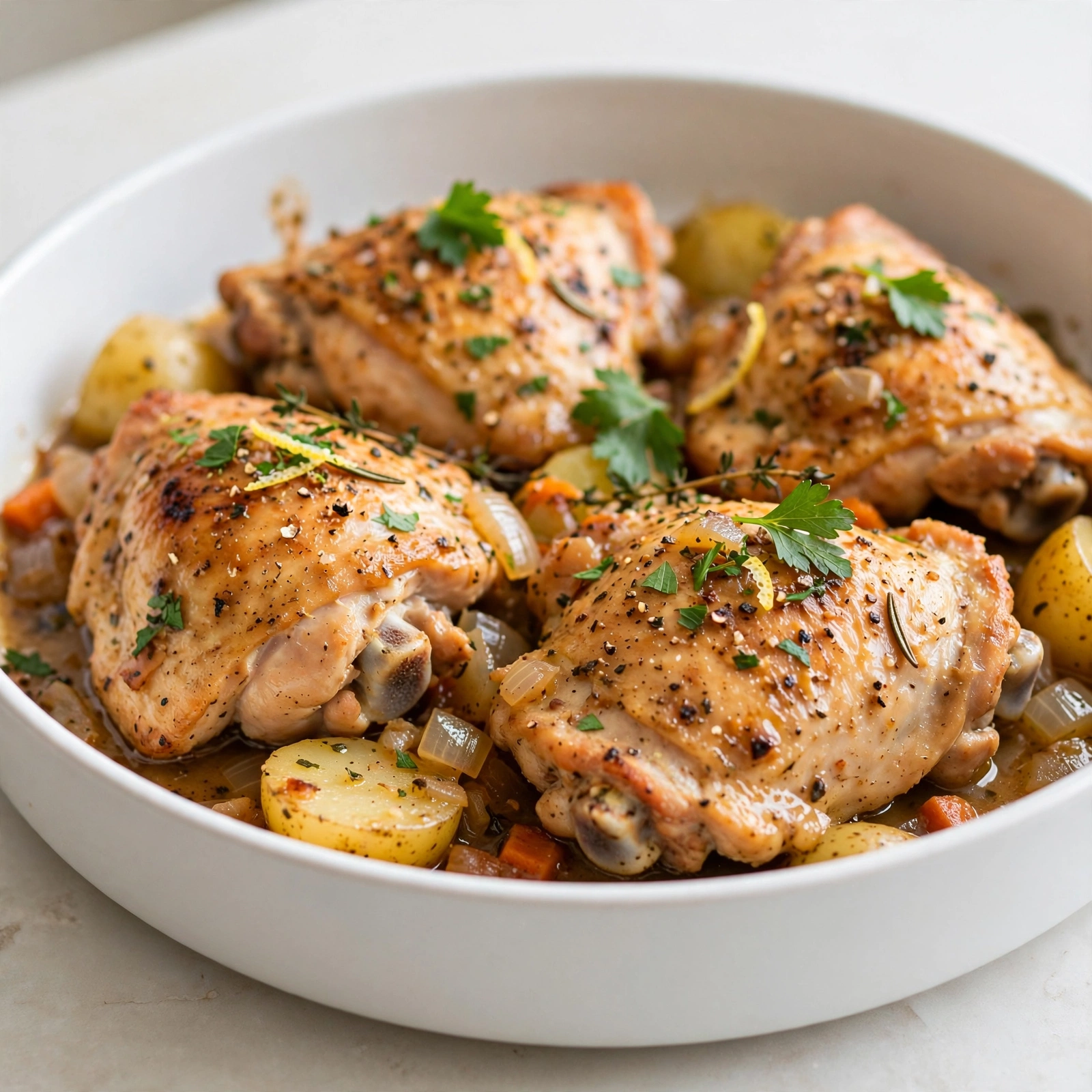 Rustic Slow Cooker Chicken Thighs