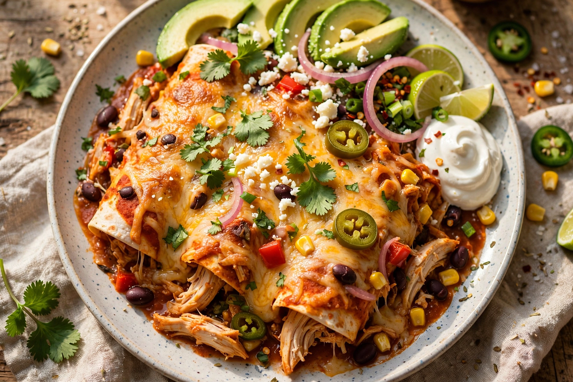 Slow Cooker Chicken Enchilada Casserole